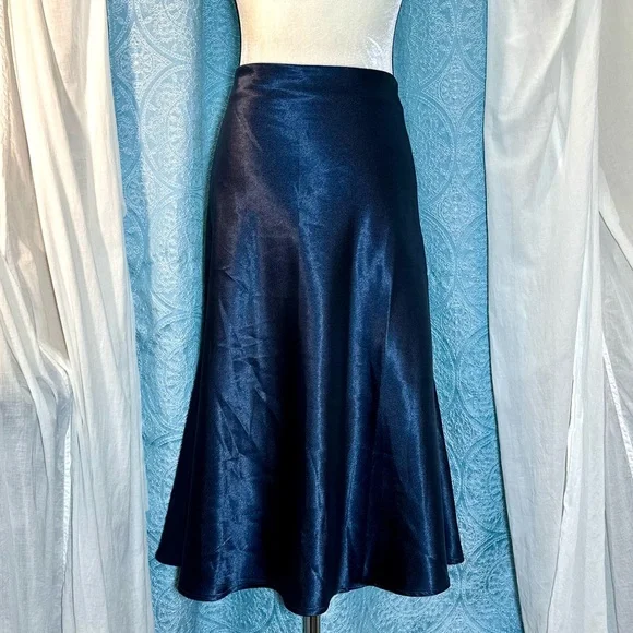 Alcea Rosea Satin Bias Cut Midi Skirt Sz XXL - Picture 2 of 11